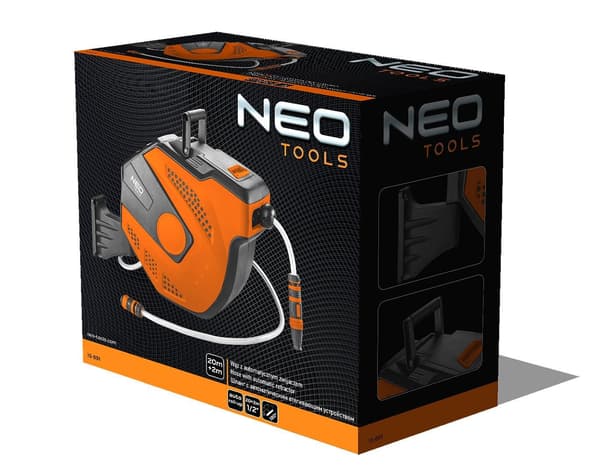 NEO TOOLS Garden Hose with Automatic Reel 1/2" 20 m + 2 m