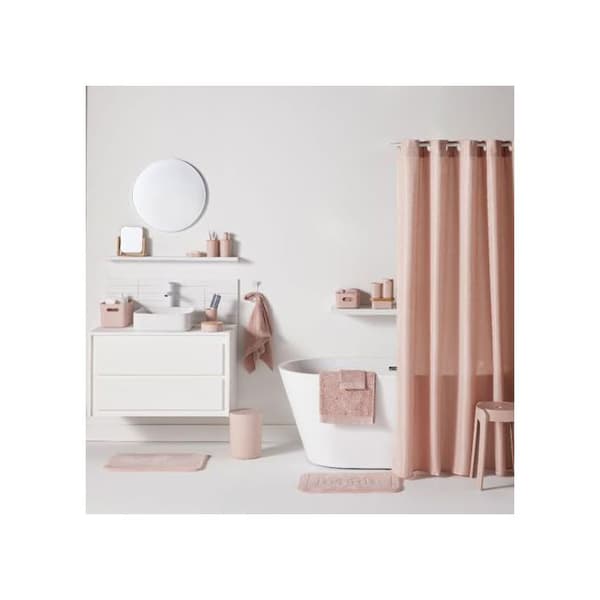 TODAY Shower Set - Basket, Mat, Curtain - Pink