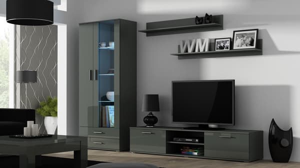 Cama Display Cabinet SOHO S6 2D2S Grey/Grey Gloss