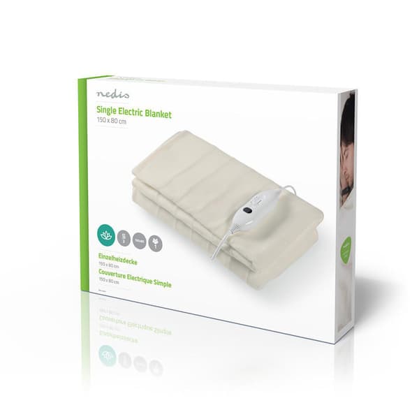 Nedis PEBL110CWT1 Single Electric Blanket - 80 x 150 cm, 3 Heating Settings