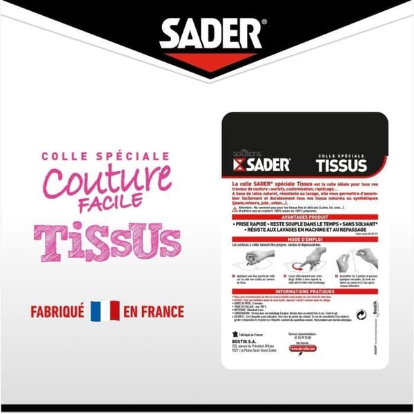 SADER Fabric Glue - Wash-resistant - 40 ml Bottle