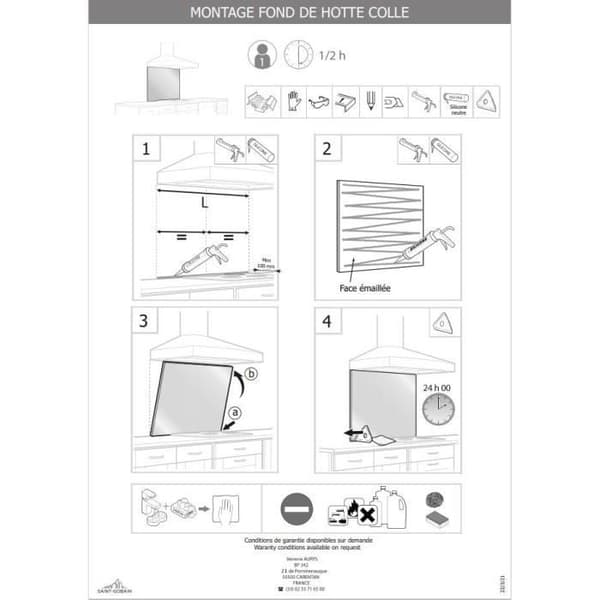 SAINT GOBAIN Splashback - Matte Black - Glass - 45x60 cm