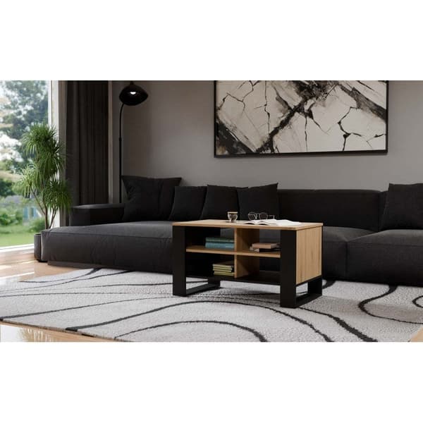 MODERN 4P Coffee Table Artisan Oak/Black with Black Legs - Model: MODERN 4P