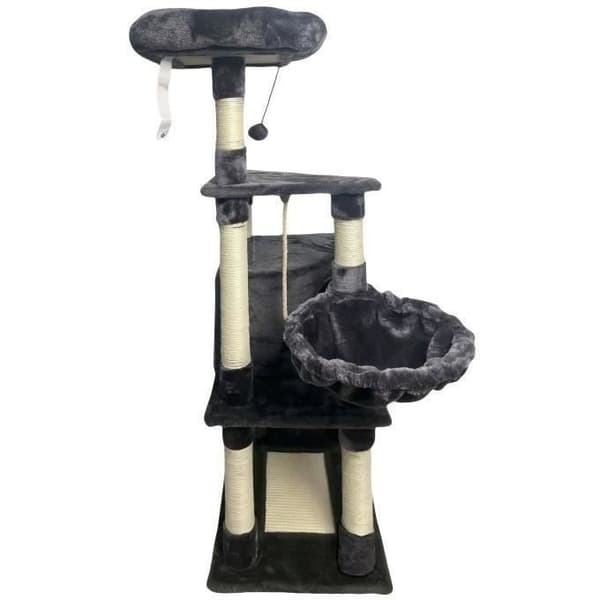 SWIFTY Cat Tree - 55 x 40 x 138 cm - Dark Grey - 3 Platforms, 1 Perch, 1 Hideaway, Scratching Posts