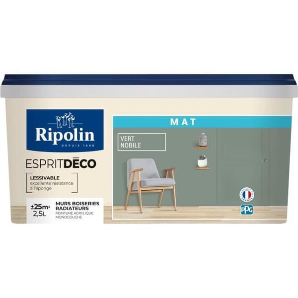 RIPOLIN Interior Wall Paint - Matte Noble Green - 2.5 L
