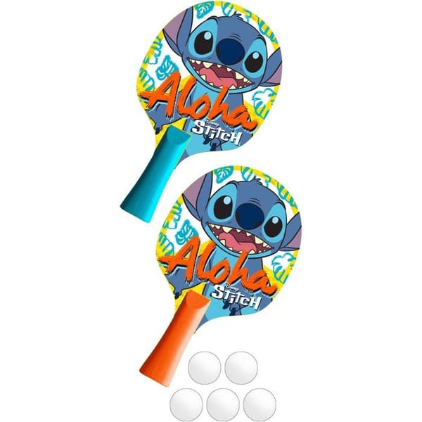 DISNEY 2-in-1 Ping-Pong Learning Set - STITCH - 2 Paddles + 5 Balls + Suction Cup Net