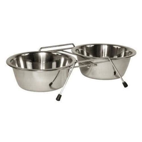 KERBL Double Bowl Holder 2x900ml for Dogs