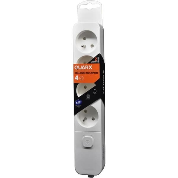 QUARX Power Strip - 4 Outlets - With Switch - Wired