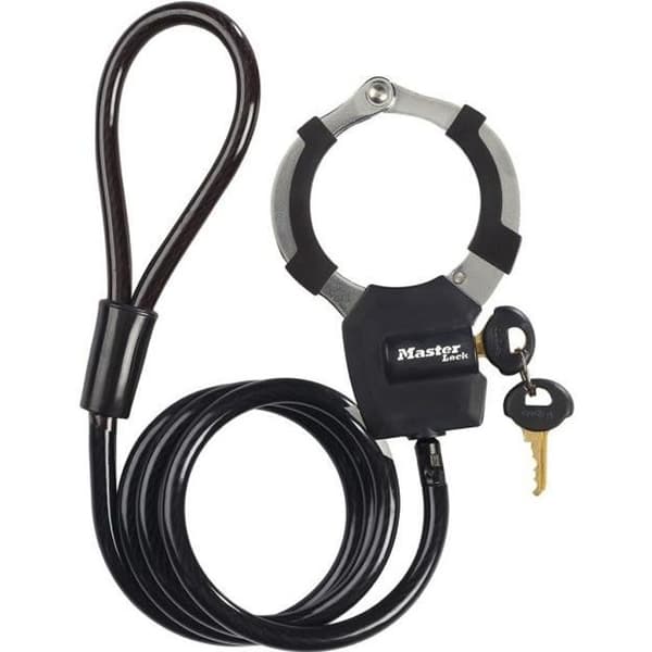 Master Lock Key Lock with Handcuff - 1 m - Ideal for Scooters - Black 8275EURDPRO