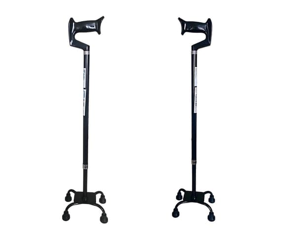 Laska Quadruped Walking Stick - Adjustable - Black - Max 100 kg