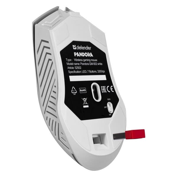 Defender Pandora Wireless Gaming Mouse White 3200dpi Rechargeable