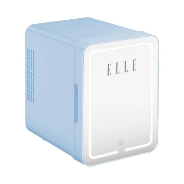 ELLE 4 L Mini Fridge with LED Makeup Mirror Blue