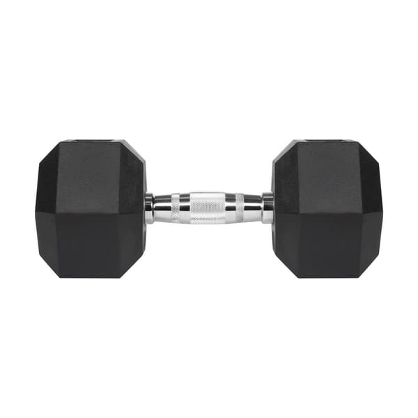 REBEL ACTIVE Rubber-Coated Cast Iron Dumbbells 2x15kg