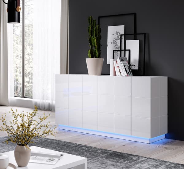 Cama Sideboard 2D REJA White Gloss/White Gloss - Modern Style