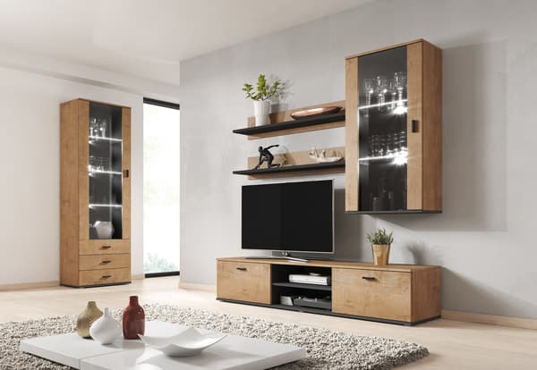 Cama Wall-Hung Display Cabinet SOHO Lefkas Oak/Black