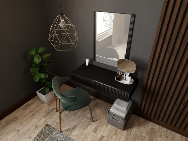 Dressing Table with Mirror PAFOS 80x41.6x100, Matte Black