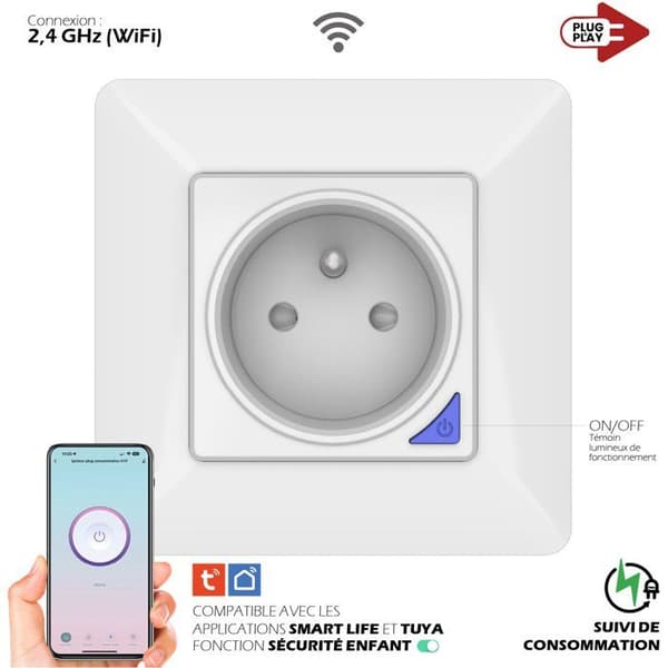 KYF Indoor Connected Recessed Socket - Wifi - With Energy Meter