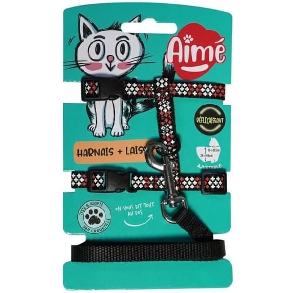 AIMÉ Harness and Leash Kit - Reflective Red for Cats - Adjustable 18-28 cm
