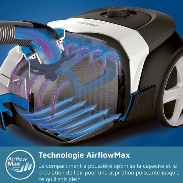 PHILIPS XD5123/10 Bagged Vacuum Cleaner - 5000 Series - 900W - 77dB - Deep Black