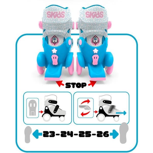 STAMP Adjustable Skates - Skids Control Explore - 4 Wheels - Size 23-26 - Pink