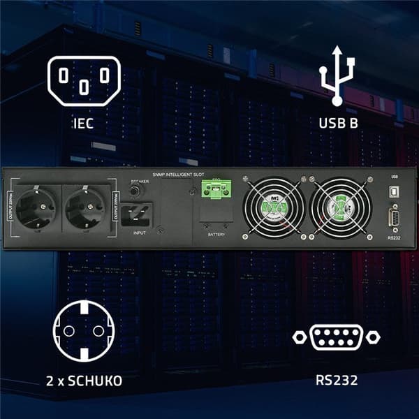 Qoltec UPS for RACK 3kVA 3000W LCD EPO USB Online