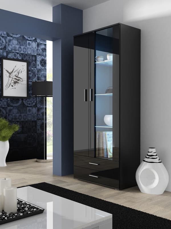 Cama Display Cabinet SOHO S6 2D2S Black/Black Gloss