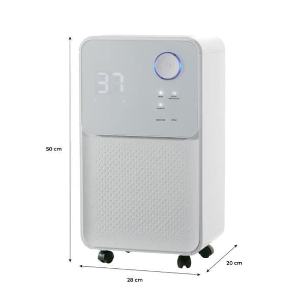 OCEANIC Electric Dehumidifier - 12 Liters/Day Extraction - Clothes Dryer Function - LED Display