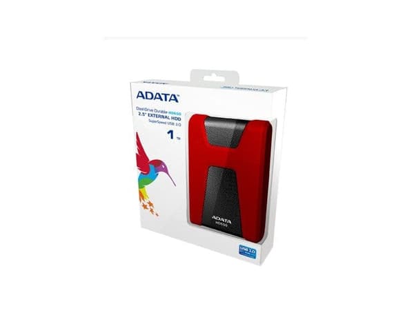 ADATA DashDrive Durable HD650 External Hard Drive 1000 GB Red