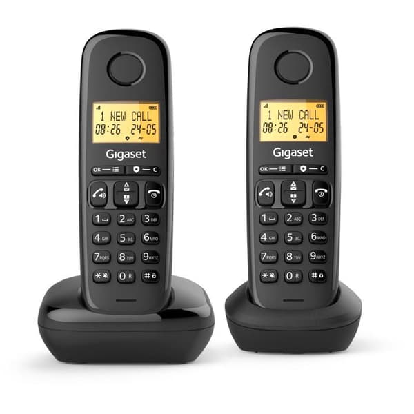 GIGASET Basic 100 Duo Landline Phone - Hands-free - Backlit Screen - 50-contact Phonebook