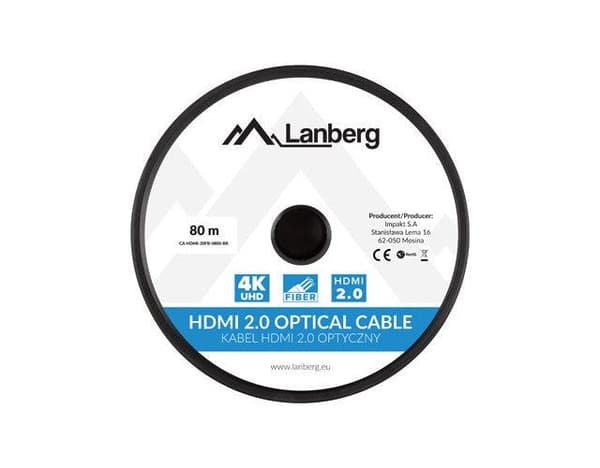 Lanberg CA-HDMI-20FB-0800-BK HDMI Cable - 80 m - HDMI Type A - Black Silver