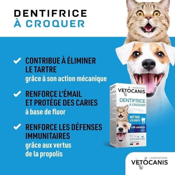 VETOCANIS Chewable Toothpaste - 30 Tablets for Cats and Small Dogs