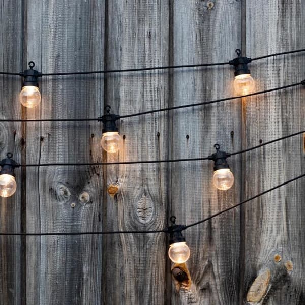 PARTY CLEAR SOLAR String Lights - 10 Clear Globes - Warm White LEDs - 5.90 m - 8 Modes