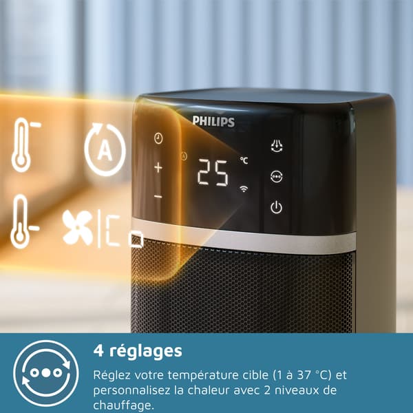 Philips 5000 Series Connected Fan Heater - Electric - 2000W - Column - Dark Grey
