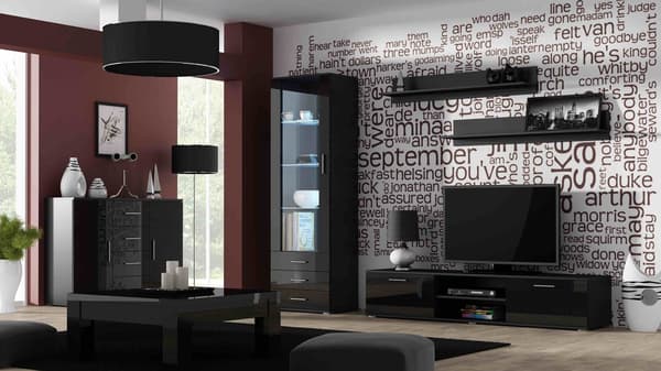 Cama Display Cabinet SOHO S1 Black/Black Gloss