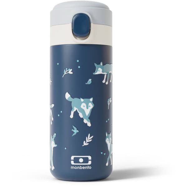 MONBENTO Insulated Water Bottle - Children's - Quick-Opening Cap - Pop Wolf