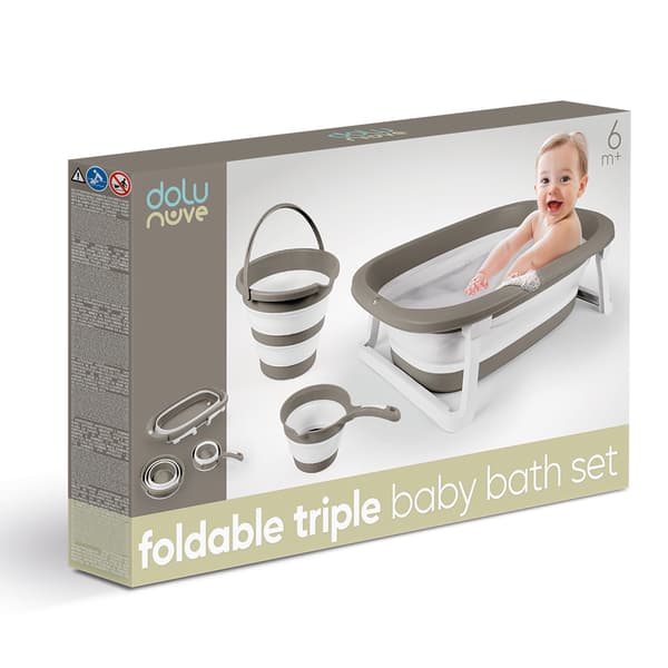Dolu 3-in-1 Foldable Baby Bath Set Stone Gray