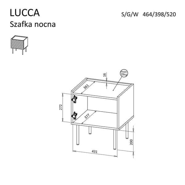 Cama LUCCA Bedside Cabinet 2 pcs White 47x40x52