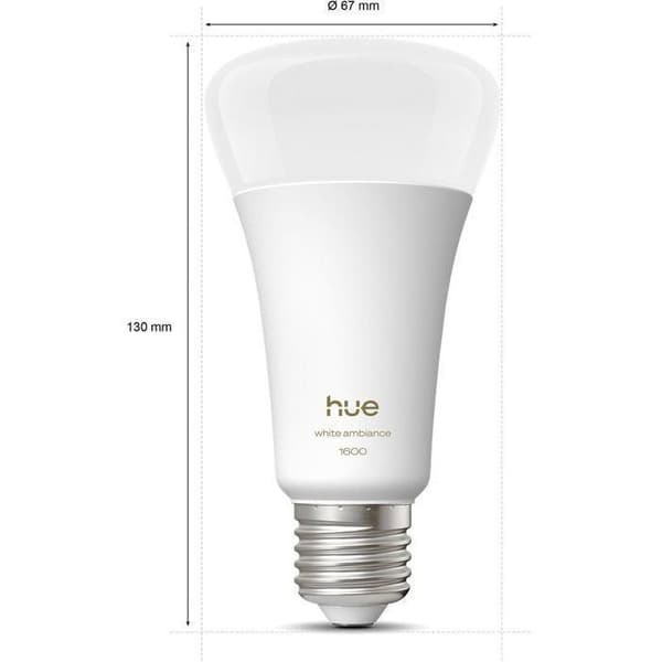 A67 Connected LED Bulb - PHILIPS HUE - Warm White Light - E27 Base - 11.8W - 1000-2000K - 1600 Lumens