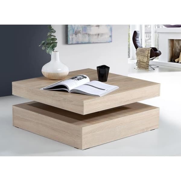CFTT4181-D30 Coffee Table - Rotating Top - Oak - 78 x 78 x 36 cm
