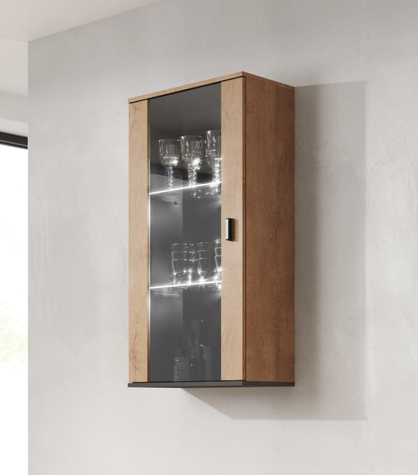 Cama Wall-Hung Display Cabinet SOHO Lefkas Oak/Black