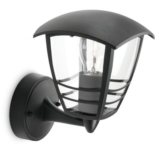 PHILIPS Outdoor Wall Light - Creek - Upward Facing - Black - IP44