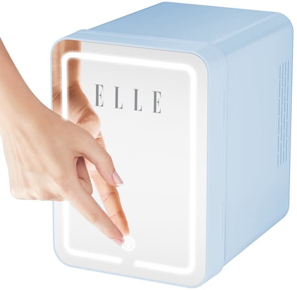 ELLE 4 L Mini Fridge with LED Makeup Mirror Blue