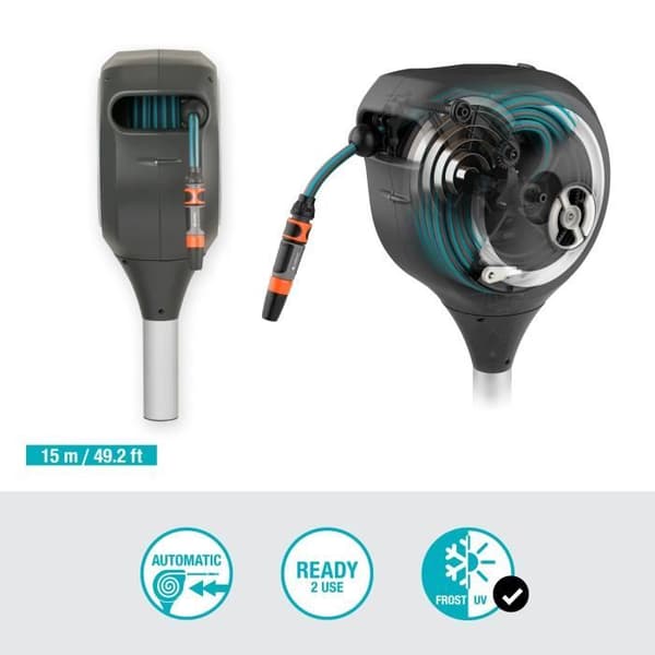 GARDENA RollUp S Automatic Hose Reel - 15 m - Complete Kit