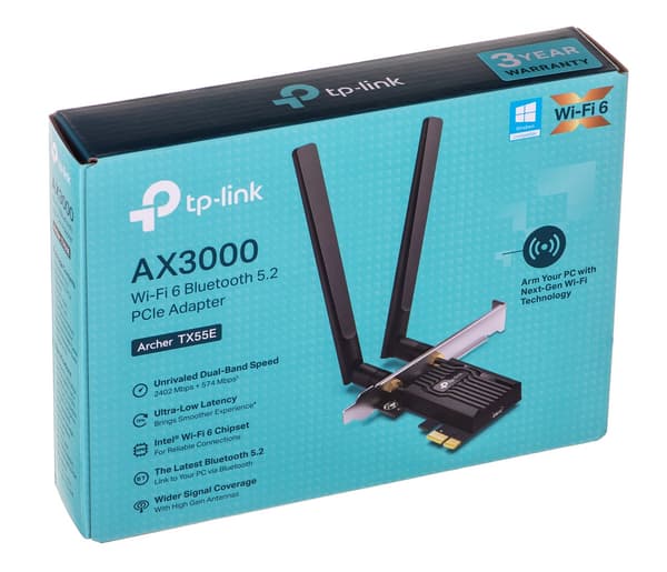 TP-Link AX3000 WLAN Adapter with Bluetooth 5.2 (Archer TX55E) 2.4GHz/5GHz