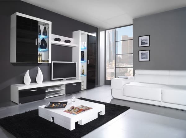 Cama Hanging Display Cabinet SAMBA White/Black Gloss