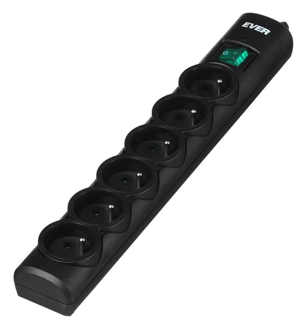 Ever Optima Power Strip 5 M Black 6 AC Outlets 250V