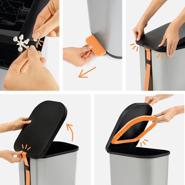 redHO Ribo Silver Pedal Bin 35 L
