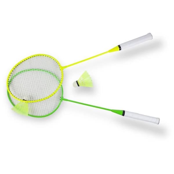SPACE COURT Badminton Set - First Fly - 2 Steel Rackets - 2 Plastic Shuttlecocks