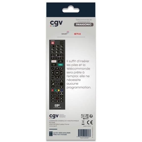 CGV Replacement Remote Control FIDELIO for Panasonic TVs - Ready to Use