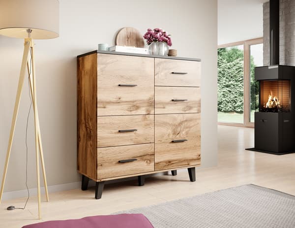 Cama Sideboard LOTTA 110 2D4S Wotan Oak + Matte Black
